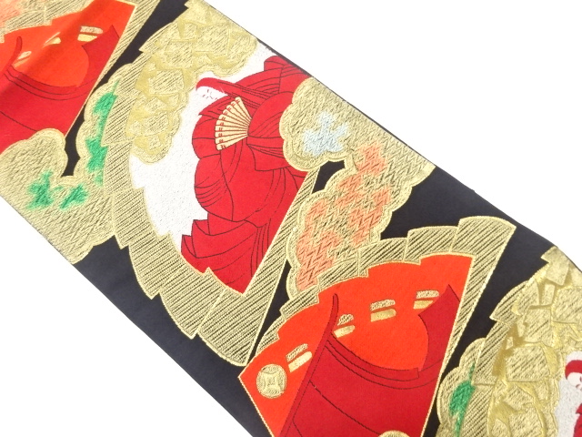 JAPANESE KIMONO / ANTIQUE FUKURO OBI / WOVEN FAN & JUNI-HITOE